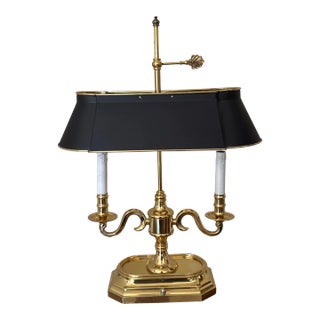 Vintage Brass Two-Arm Bouilette Table Lamp For Sale