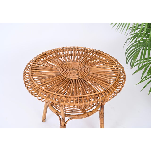 Mid-Century Italian Round Coffee Table in Rattan and Bamboo, Italy, 1960s For Sale - Image 14 of 16