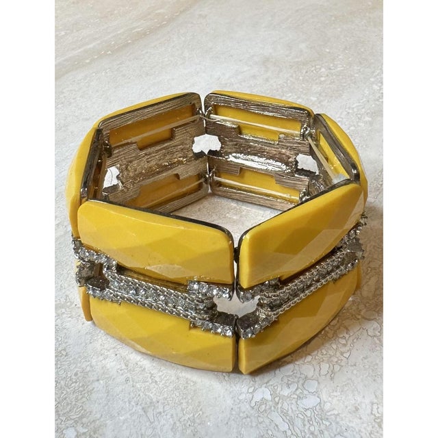 Vintage Yellow Stretch Regency Bracelet For Sale - Image 4 of 12