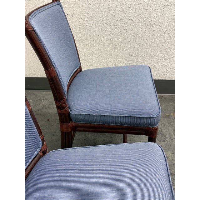 McGuire Orlando Diaz-Azcuy for McGuire Furniture Target Back Upholstered Chairs, Set of Four For Sale - Image 4 of 12