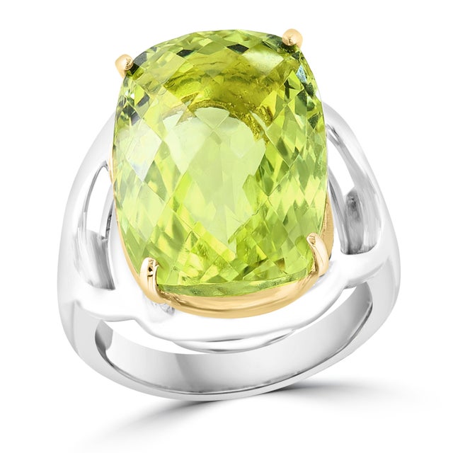 18 Carat Natural Lemmon Topaz Checkerboard Cocktail Ring 18 Karat Gold, Estate For Sale - Image 14 of 18