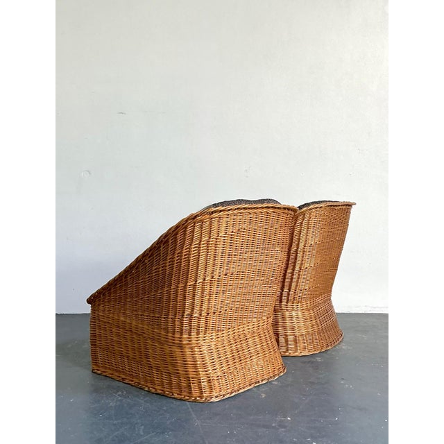 Vintage Woven Rattan Lounge Chairs - A Pair For Sale - Image 10 of 18
