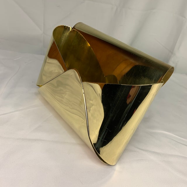 This object is a vintage Italian brass letter envelope box designed as a pop art desk accessory. It features a highly...