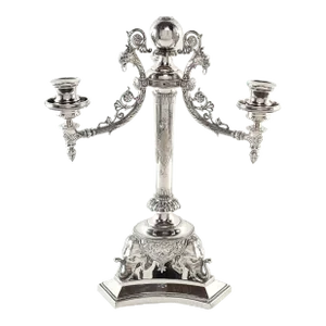Rare English Silver Plated Partial Candelabra in the Indian Style, Circa 1860