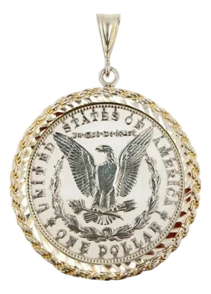 Vintage American Usa Dollar Bald Eagle Genuine Coin White Rhodium Plated Sterlin