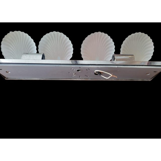 Vintage Coastal 4 Light Seashell Chrome White Bathroom Vanity Wall Fixture Light For Sale In West Palm - Image 6 of 11