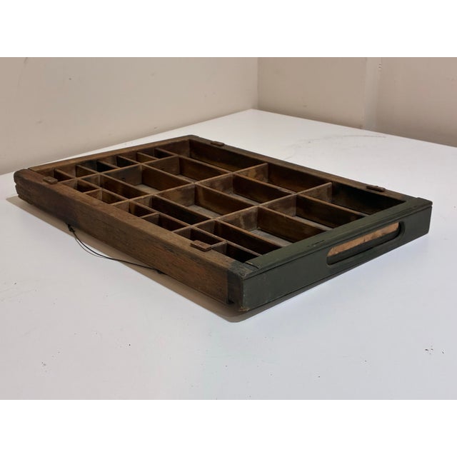 American Antique Small Printer’s Type Case Drawer – Letterpress Wood Display Tray c.1900 For Sale - Image 3 of 5