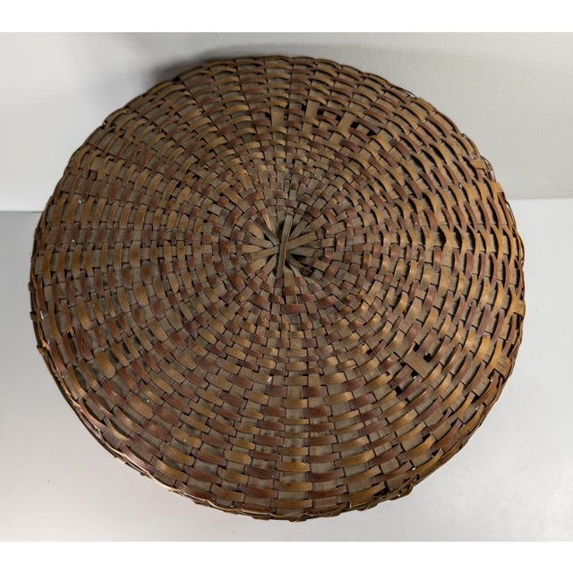 19th Century Native American Northeast Indian Polychrome Covered Splint Basket For Sale - Image 11 of 13