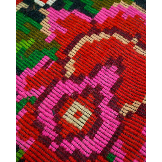 1970s Vintage Romanian Bessarabian-Style Black Floral Wool Rug with Cobalt Blue Border, 1970s For Sale - Image 5 of 9