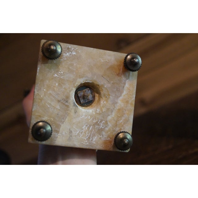 Early 1900s French Onyx and Bronze Mantle Urns - A Pair For Sale - Image 11 of 11