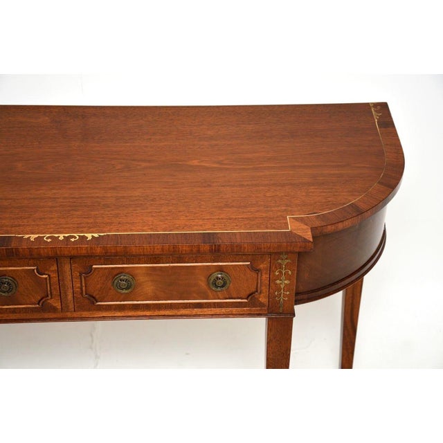 Antique Regency Inlaid Brass Console Table, 1950s For Sale - Image 6 of 11