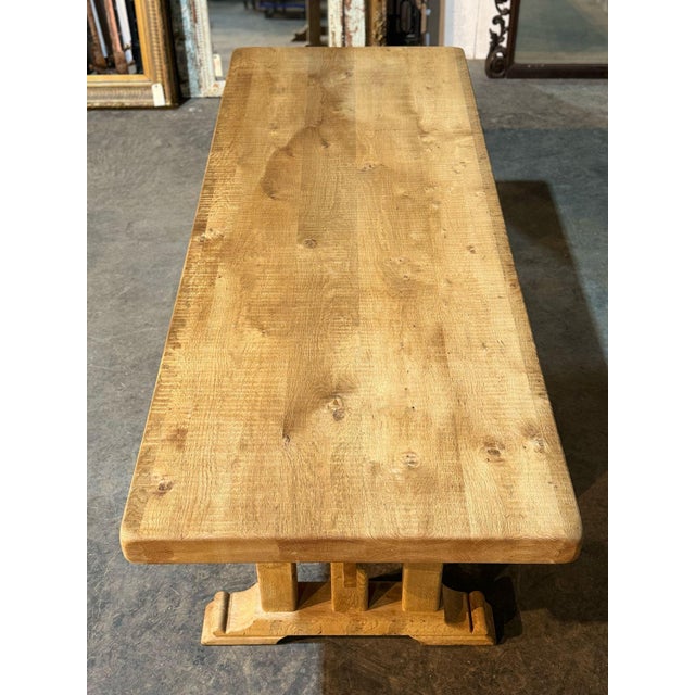 French Bleached Oak Farmhouse Dining Table, 1925 For Sale - Image 11 of 18