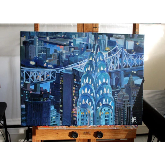 Painting of NYC aerial view with Chrysler building. Size is 24X18.