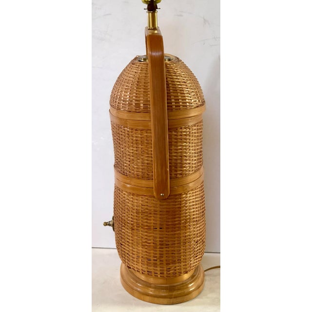 1980s Japanese Basket Table Lamp For Sale - Image 5 of 10