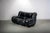 Metal Italian Space Age Black Leather 2-Seater Sofa, 1985 For Sale - Image 7 of 14