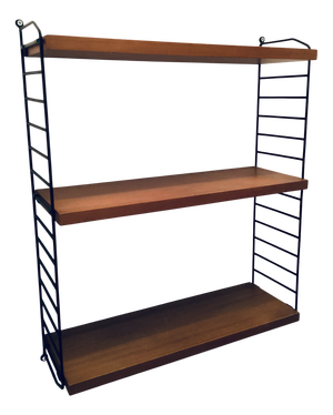 String Wall-Mounted Bookcases in Teak and Metal by Kajsa & Nisse Strinning, 1960s, Set of 8