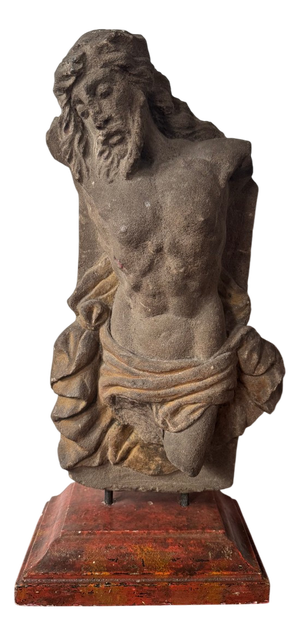 Central Italian Artist, Fragment of Christ with Traces of Polychrome, 17th Century, Stone