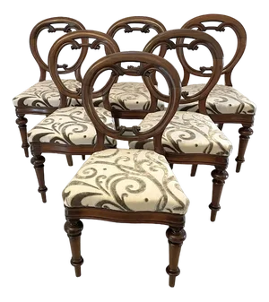 Victorian Mahogany Balloon Back Dining Chairs, 1860s, Set of 6