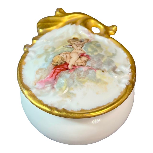 Antique Porcelain Pill/Trinket Box For Sale
