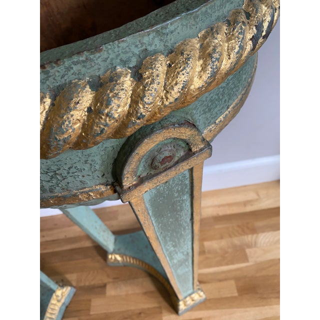 Metal Pair of Antique Painted Iron Athenian Planters For Sale - Image 7 of 10