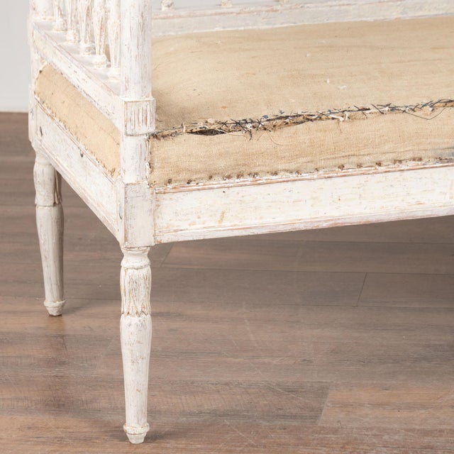 Early 19th Century Early 19th Century Swedish Gustavian White Painted Long Bench For Sale - Image 5 of 15