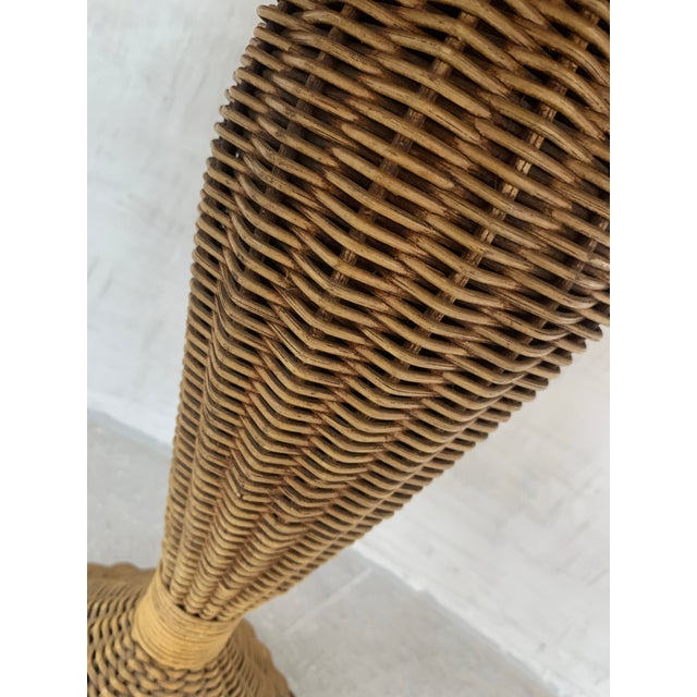 Early 20th Century Early 20th Century Arts & Crafts Heywood-Wakefield Antique Wicker Table Lamp W/ Silk Underlay on Mushroom Shaped Shade For Sale - Image 5 of 12