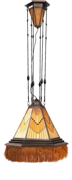 Art Deco Amsterdam School Painted Glass Chandelier, the Netherlands, 1930s