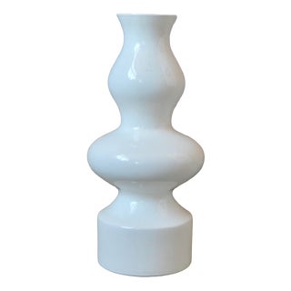 Large Minimalist White Ceramic Vase, 1980s For Sale