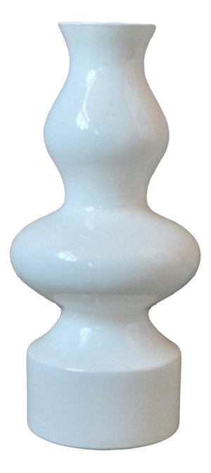 Large Minimalist White Ceramic Vase, 1980s