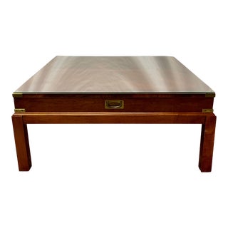 Vintage Campaign Style Cherry Matched Grain Coffee Table For Sale