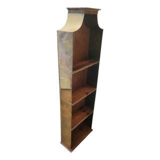 Vintage Rare Spanish Brass Clad Wood Pagoda Regency Sarreid Style Wall Shelf For Sale