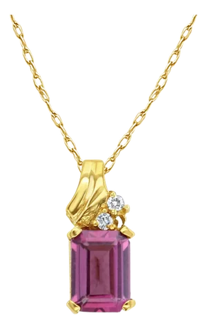 Rhodolite Solitaire Necklace 14k Yellow Gold 16"