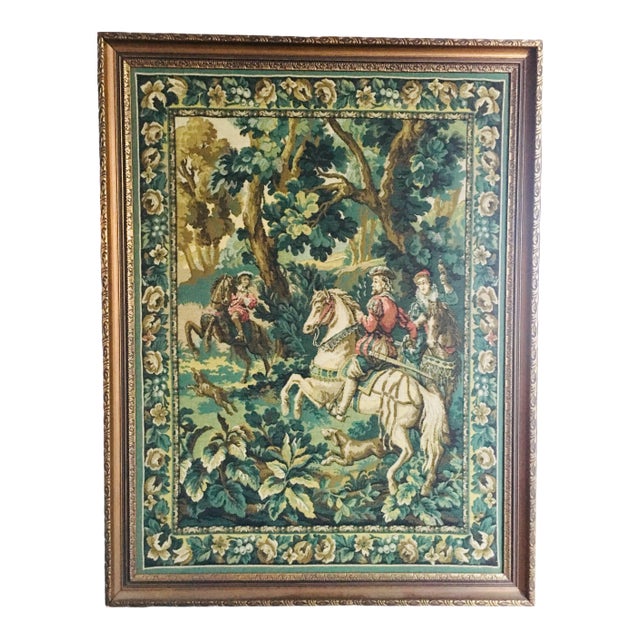 French Needlepoint Tapestry, Framed - 2 of 2 For Sale