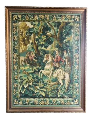 French Needlepoint Tapestry, Framed - 2 of 2