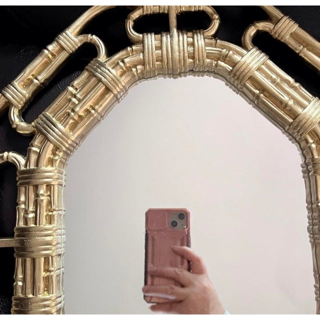 1970s Vintage Gold Bamboo Style Frame Wall Mirror by Home Interiors and Gifts For Sale - Image 5 of 10