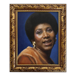 Aretha Franklin Painting on Board by Artist Eban Morales