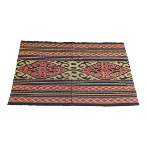 Red & Purple Woven Cotton Ikat Textile From Guatemala