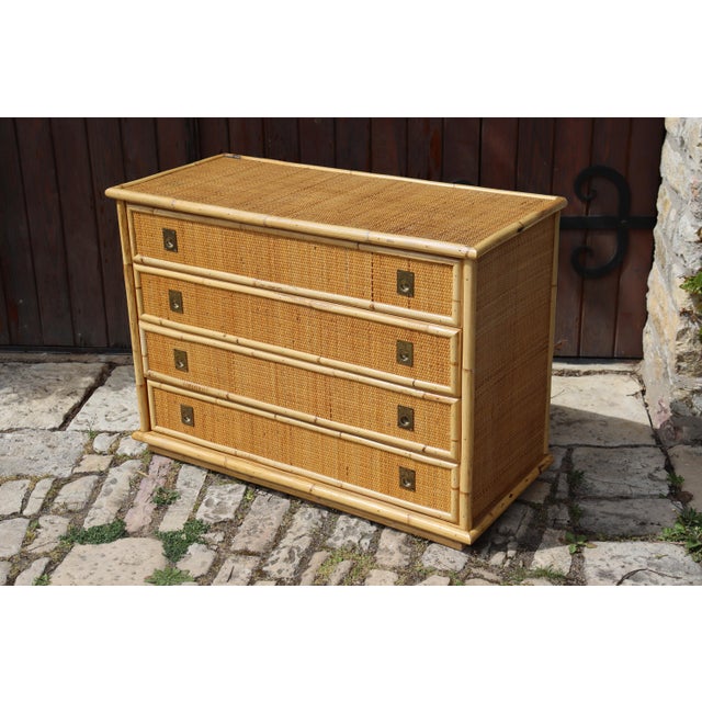 Rattan Chest of Drawers from Dal Vera, Italy, 1970s For Sale - Image 3 of 11