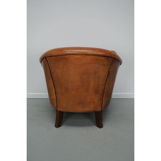 Vintage Dutch Cognac Colored Leather Club Chair For Sale - Image 11 of 16