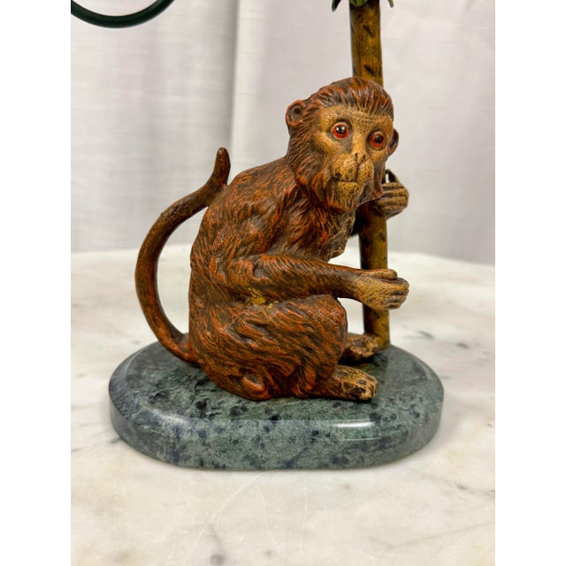 Green Vintage Petite Choses Monkey and Palm Tree Double Candlestick Holder Candelabra For Sale - Image 8 of 8