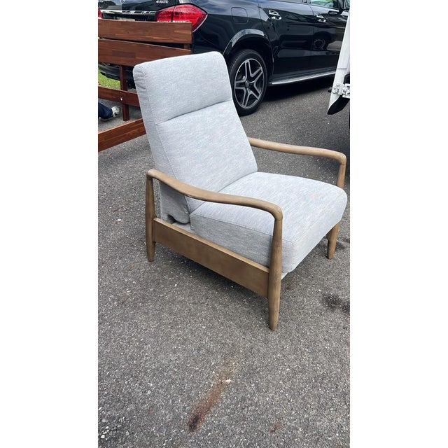 Textile Mid-Century Modern Wooden-Arm Recliner For Sale - Image 7 of 7