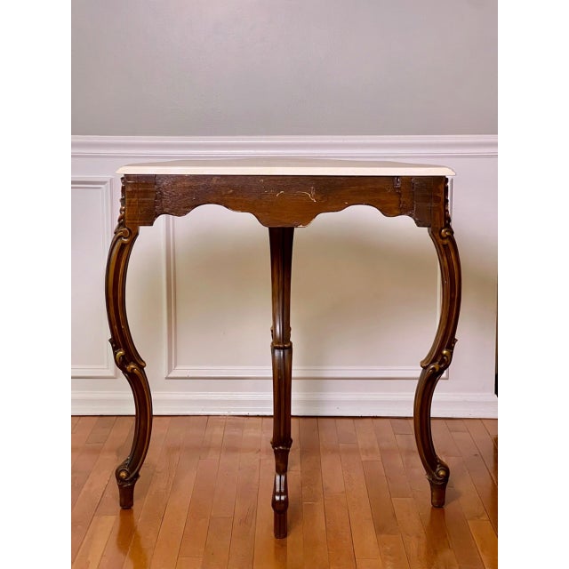 1920s French Louis XV Style Console Table, Carved Walnut With Gilt, Marble Top, C. 1920 For Sale - Image 5 of 17