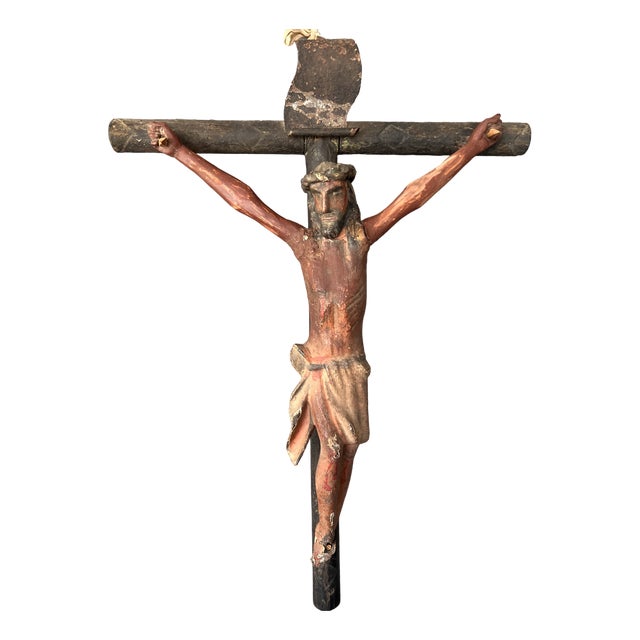 Mexican Artist, Christ on the Cross, 18th Century, Corn Cane For Sale