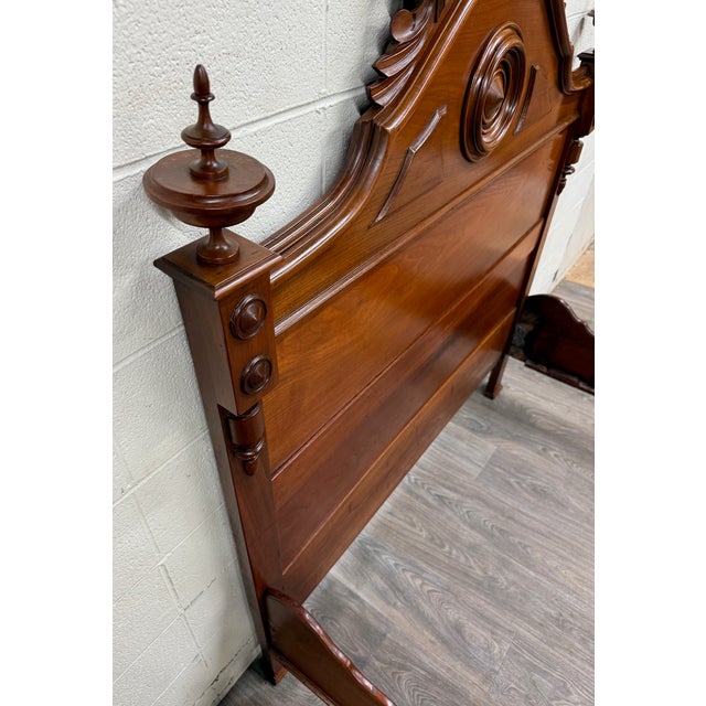 Antique Full Size Victorian Carved Walnut Bed For Sale - Image 4 of 18