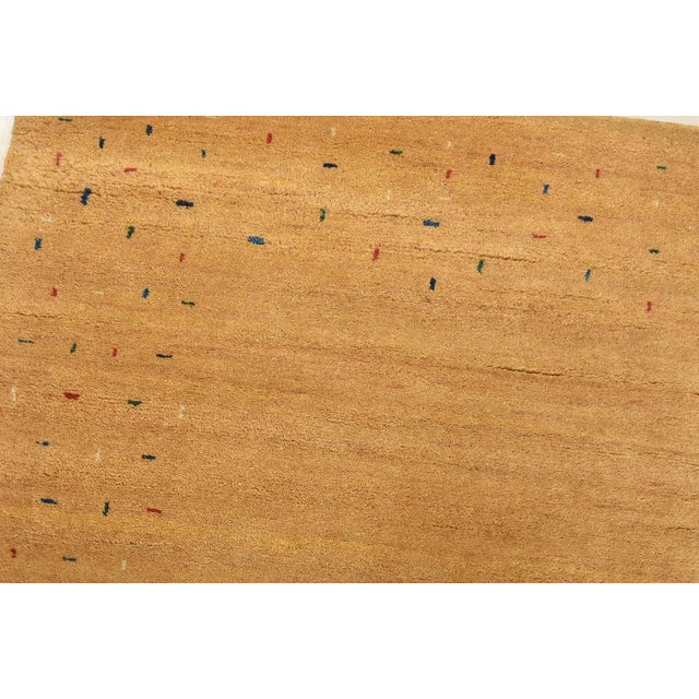 Gabbeh Rug 4’7” X 6’3” Gold Wool Contemporary Hand-Knotted Area Carpet For Sale In Philadelphia - Image 6 of 12