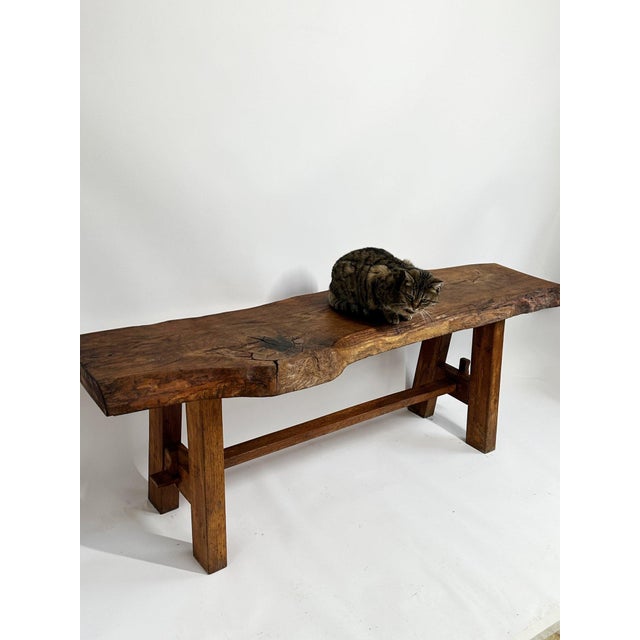 Large Antique Rustic Brutalist Work Bench or Coffee Table, Early 20th Century For Sale - Image 9 of 10