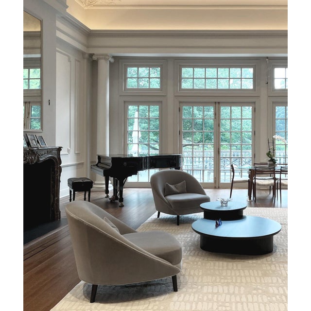 Contemporary Attributed to Patrick Naggar Club Curved Chair in Dedar Vladimiro/ Gris Cendre Fabric From Ralph Pucci - Set of 2 For Sale - Image 3 of 10