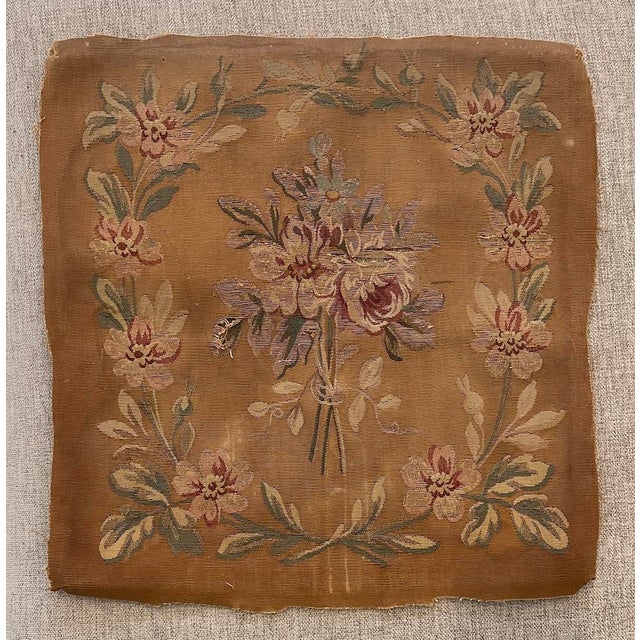 Tan French Needlepoint Textile Fragment, Late 19th Century Set of 4 For Sale - Image 8 of 11