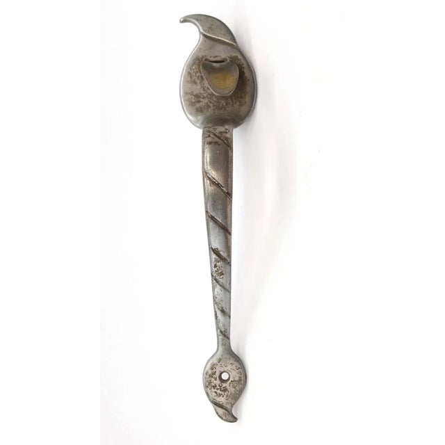 Metal Mid 20th Century Vintage Arts & Crafts Nickel Plated Brass Door Pull For Sale - Image 7 of 7