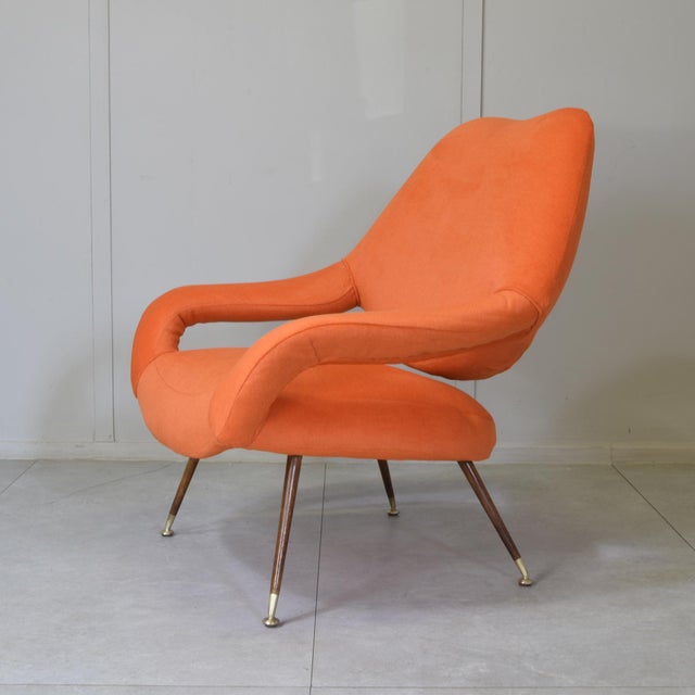 Gastone Rinaldi DU 55 Armchair in Walnut and Brass by Gastone Rinaldi for Rima, 1950s For Sale - Image 4 of 12
